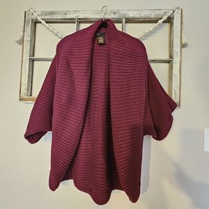 Grace Elements Cocoon Cardigan Short Sleeve Maroon Burgundy Women's Size Medium